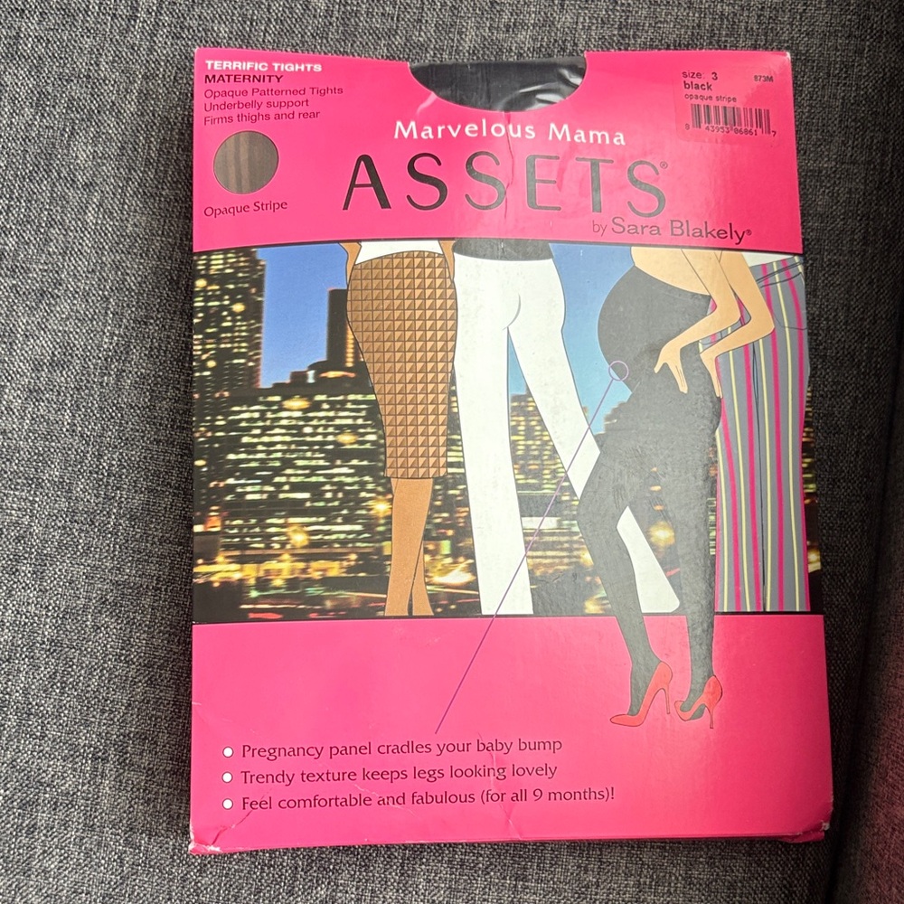 Assets By Spanx Marvelous Mama Maternity Tights - Black & Pink Packaging